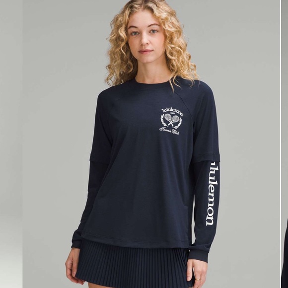 Lululemon Layered Long-Sleeve T-Shirt Tennis Club Navy Size 8 NWT - Picture 2 of 11